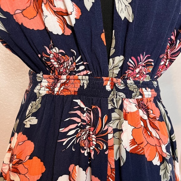 Lulus Botanic of Time Blue Floral Print Tie-Front Skater Dress Size Small - Picture 8 of 13
